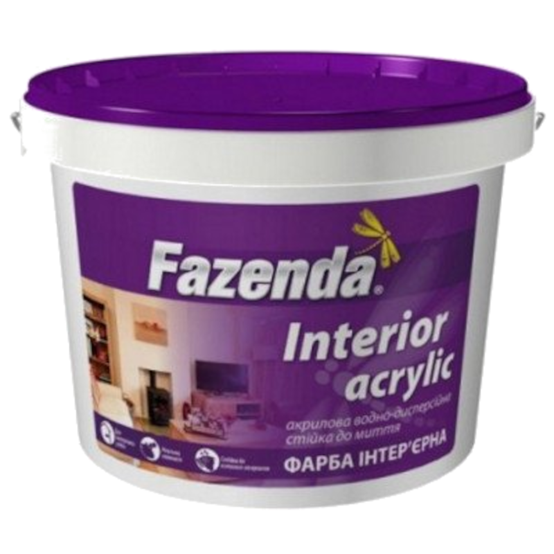 Фарба FAZENDA Interior acrylic, мат білий, 14 кг